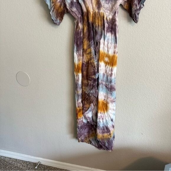 YFB Young Fabulous & Broke Isla Faux Wrap Multicolor Midi Dress Sz Small - Picture 9 of 11